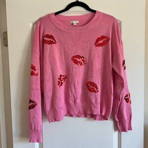 Cato pink sweater with lips